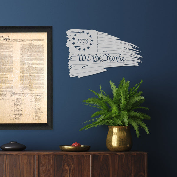 Rusted Orange Craftworks Co. fall decor [COL] American Flag Distressed - Tattered American Flag Wall Art