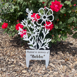 Rusted Orange Craftworks Co. Flower Bouquet Stake - Metal Cutout Memorial Stake for Loved Ones