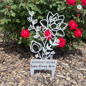 Rusted Orange Craftworks Co. Flower Bouquet Stake - Metal Cutout Memorial Stake for Loved Ones