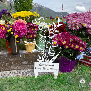 Rusted Orange Craftworks Co. Flower Bouquet Stake - Metal Cutout Memorial Stake for Loved Ones