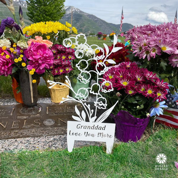 Rusted Orange Craftworks Co. Flower Bouquet Stake - Metal Cutout Memorial Stake for Loved Ones