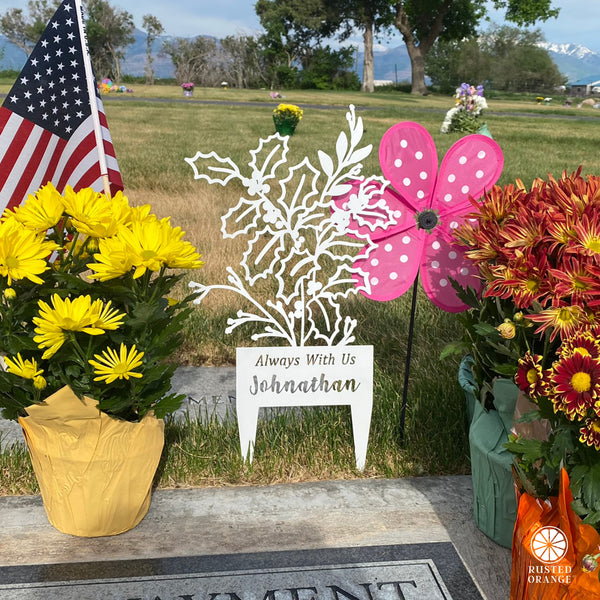 Rusted Orange Craftworks Co. Flower Bouquet Stake - Metal Cutout Memorial Stake for Loved Ones