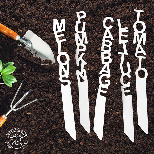 Rusted Orange Craftworks Co. Gardening Accessories Special Offer Set of 7 Spell It Out Garden Markers - Plant Label Tags Outdoor Garden Markers