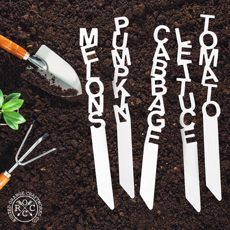 Rusted Orange Craftworks Co. Gardening Accessories Special Offer Set of 7 Spell It Out Garden Markers - Plant Label Tags Outdoor Garden Markers