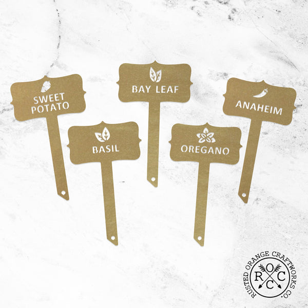 Rusted Orange Craftworks Co. Gardening Accessories Variety Plant Garden Marker – Custom 5-Pack Metal Plant Stakes