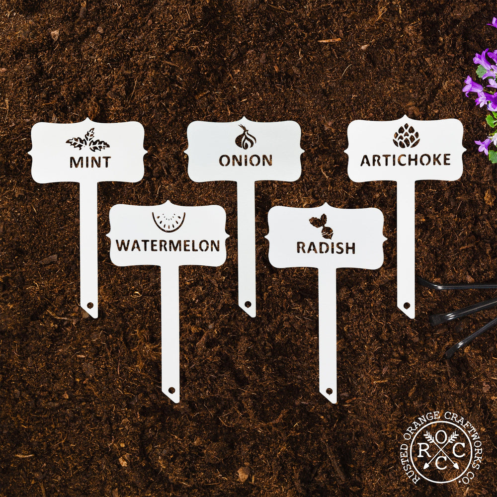Rusted Orange Craftworks Co. Gardening Accessories Variety Plant Garden Marker – Custom 5-Pack Metal Plant Stakes