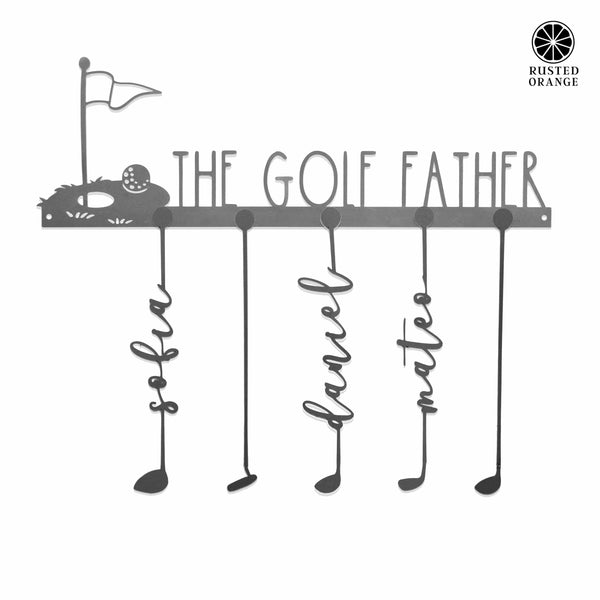 Rusted Orange Craftworks Co. Hole in One Personalized Family Names Golf Sign - Golf Papa Signs Wall Decor