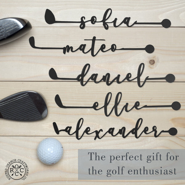 Rusted Orange Craftworks Co. Hole in One Personalized Family Names Golf Sign - Golf Papa Signs Wall Decor