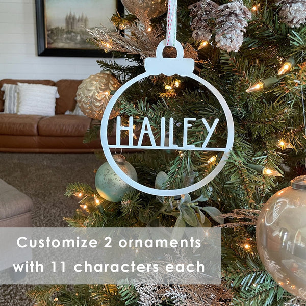 Rusted Orange Craftworks Co. Holiday Ornaments Amelia Jane Ornament - 2 Please - Customized Christmas Ornament for Christmas Tree