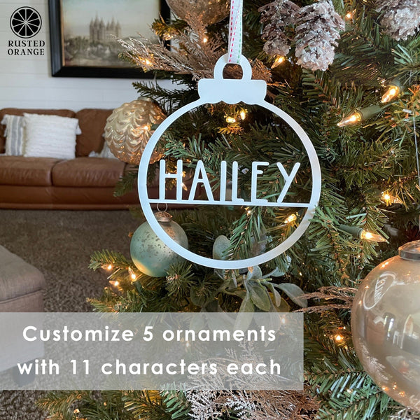 Rusted Orange Craftworks Co. Holiday Ornaments Amelia Jane Ornament Collection - 5 pack - Customized Christmas Ornament