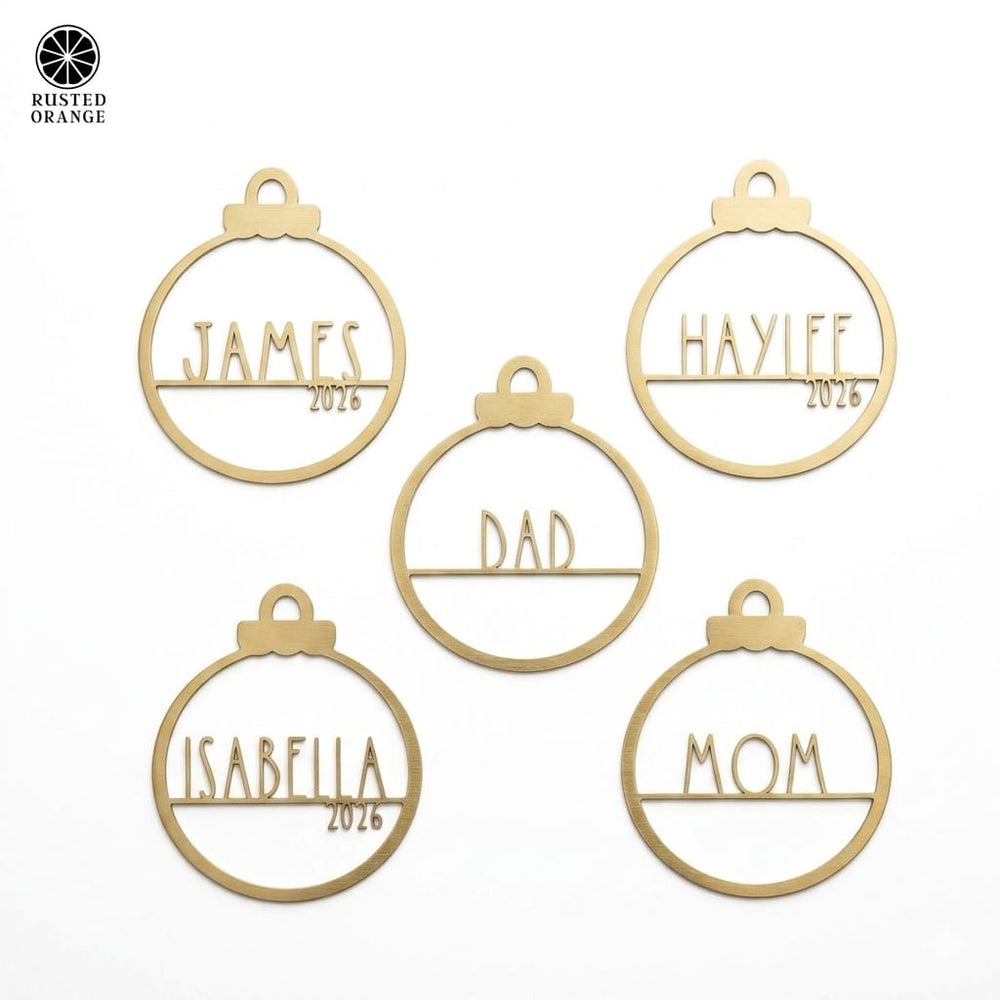 Rusted Orange Craftworks Co. Holiday Ornaments Amelia Jane Ornament Collection - 5 pack - Customized Christmas Ornament