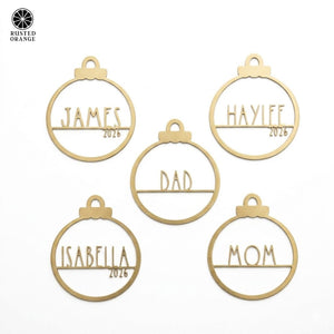 Rusted Orange Craftworks Co. Holiday Ornaments Amelia Jane Ornament Collection - 5 pack - Customized Christmas Ornament