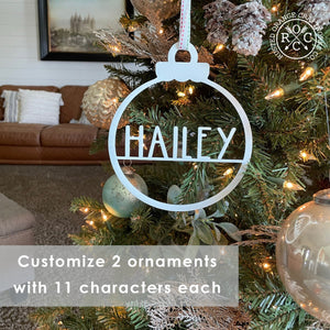 Rusted Orange Craftworks Co. Holiday Ornaments EXCLUSIVE OFFER Amelia Jane Ornament - 2 Please - Customized Christmas Ornament for Christmas Tree
