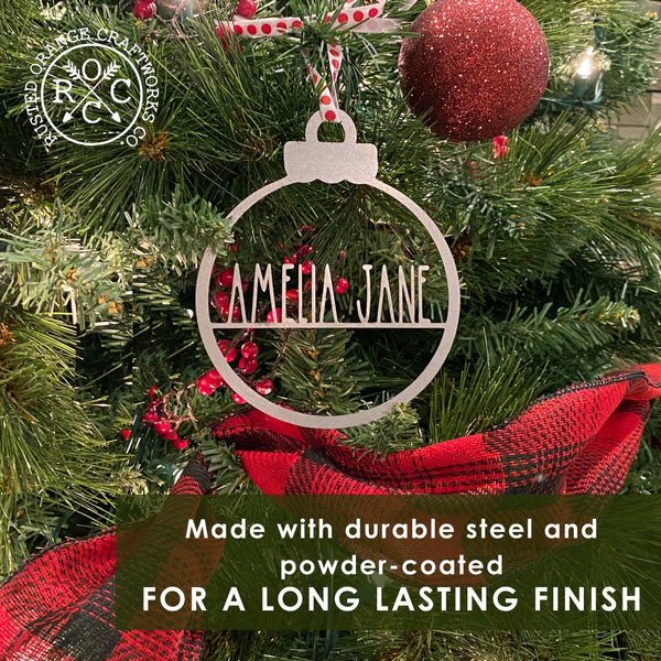 Rusted Orange Craftworks Co. Holiday Ornaments EXCLUSIVE OFFER Amelia Jane Ornament - 2 Please - Customized Christmas Ornament for Christmas Tree
