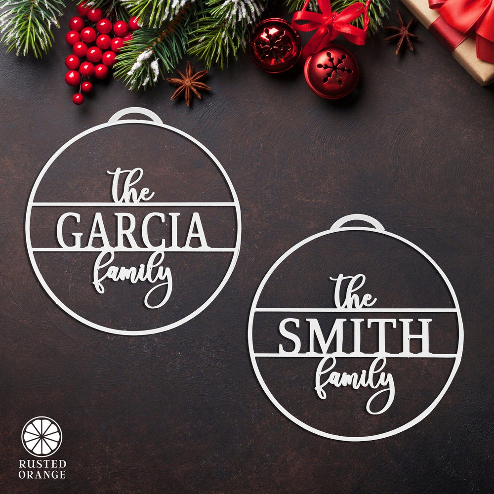Rusted Orange Craftworks Co. Holiday Ornaments Family Name Personalized Ornaments - 5 pack - Design Your own Ornaments