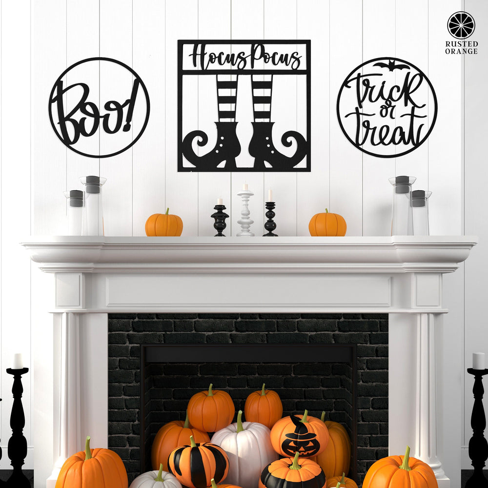 Rusted Orange Craftworks Co. Holiday Ornaments Halloween Greetings - 3 Styles - Hanging Halloween Decorations for Wall or Door