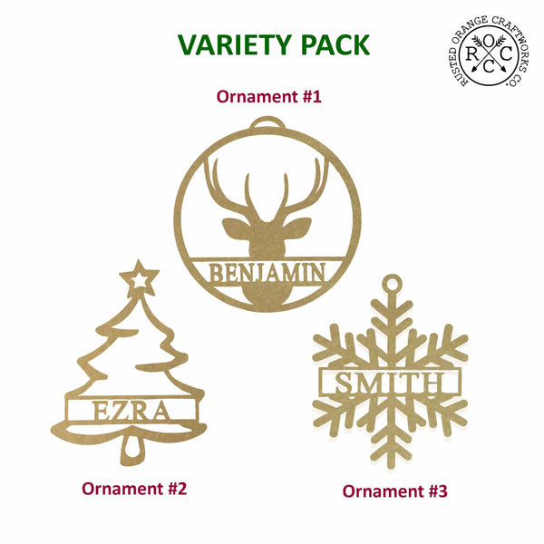 Rusted Orange Craftworks Co. Holiday Ornaments Into the Woods Ornaments: Deer Ornaments, Tree Ornaments, Snowflake Ornaments - Set of 3