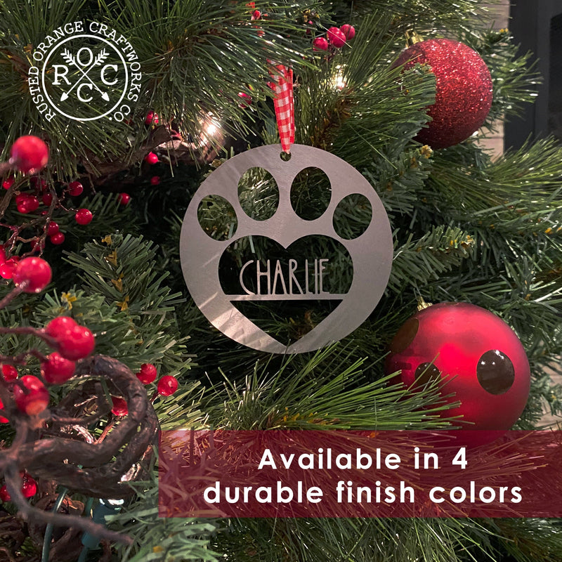 Rusted Orange Craftworks Co. Holiday Ornaments Man's Best Friend Christmas Ornaments - 2 pack - Paw Print and Animal Ornaments