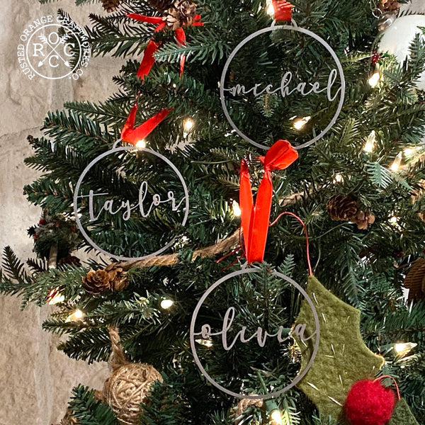 Rusted Orange Craftworks Co. Holiday Ornaments Minimalist Custom Ornaments - 5 Pack - Metal Personalized Christmas Ornaments