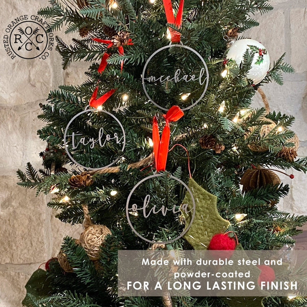 Rusted Orange Craftworks Co. Holiday Ornaments Minimalist Custom Ornaments - 5 Pack - Metal Personalized Christmas Ornaments