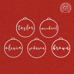 Rusted Orange Craftworks Co. Holiday Ornaments Minimalist Custom Ornaments - 5 Pack - Metal Personalized Christmas Ornaments