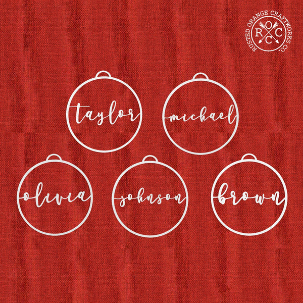 Rusted Orange Craftworks Co. Holiday Ornaments Minimalist Custom Ornaments - 5 Pack - Metal Personalized Christmas Ornaments
