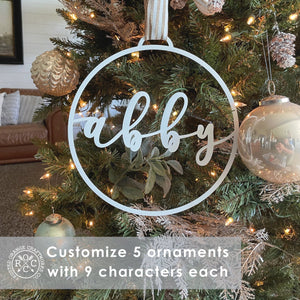 Rusted Orange Craftworks Co. Holiday Ornaments Minimalist Custom Ornaments - 5 Pack - Metal Personalized Christmas Ornaments