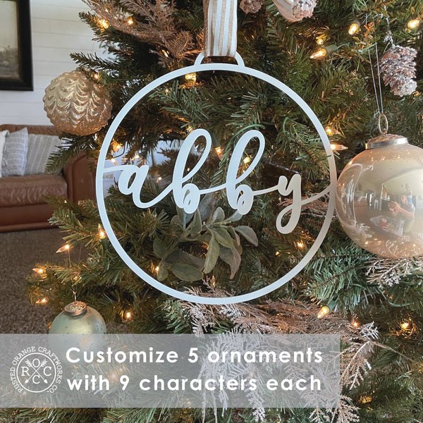 Rusted Orange Craftworks Co. Holiday Ornaments Minimalist Custom Ornaments - 5 Pack - Metal Personalized Christmas Ornaments