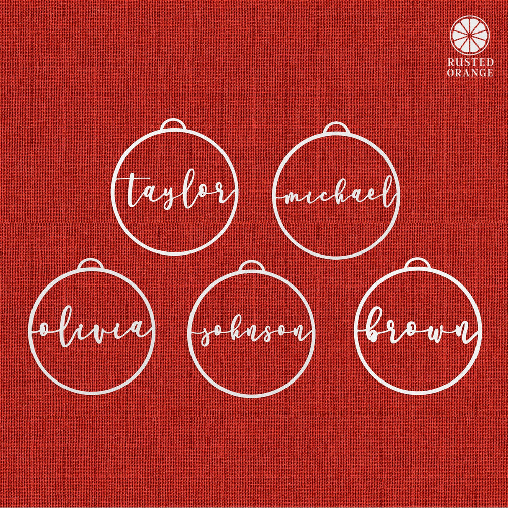 Rusted Orange Craftworks Co. Holiday Ornaments Minimalist Custom Ornaments - 5 Pack - Metal Personalized Christmas Ornaments