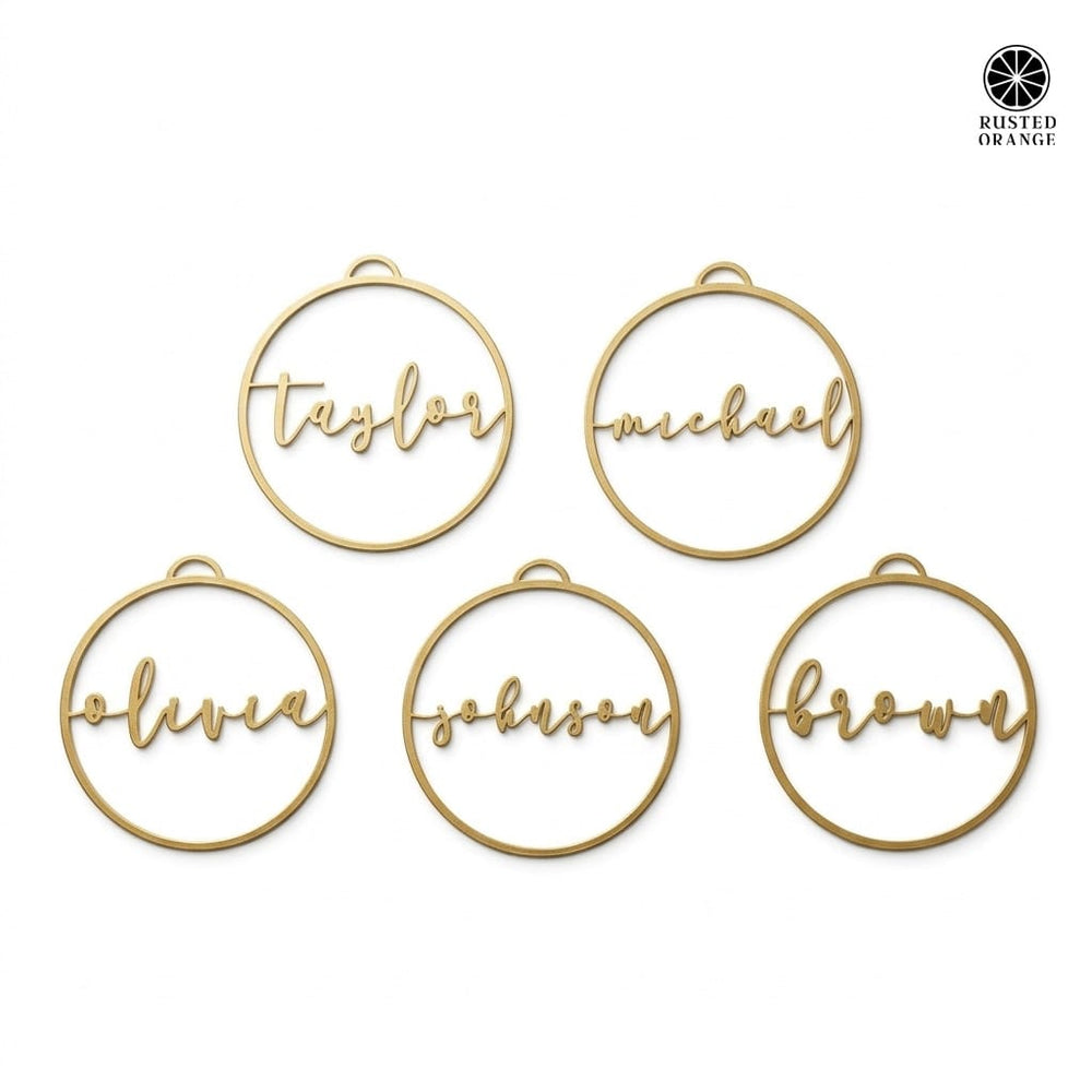 Rusted Orange Craftworks Co. Holiday Ornaments Minimalist Custom Ornaments - 5 Pack - Metal Personalized Christmas Ornaments