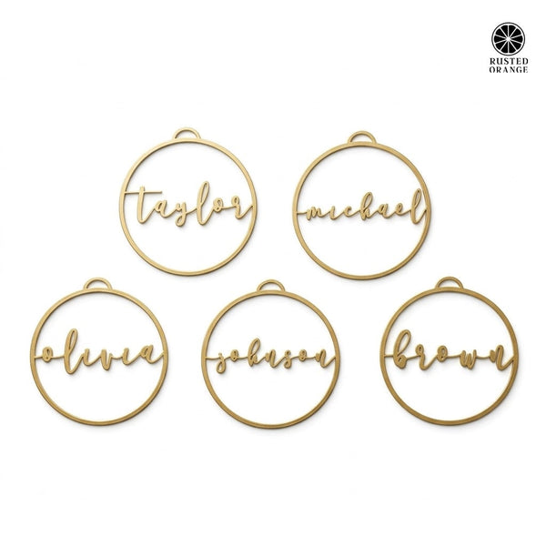 Rusted Orange Craftworks Co. Holiday Ornaments Minimalist Custom Ornaments - 5 Pack - Metal Personalized Christmas Ornaments