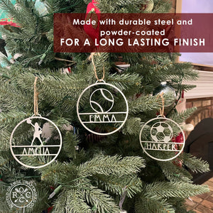 Rusted Orange Craftworks Co. Holiday Ornaments My Favorite Athlete Ornament - Single - 30 Sports Theme Styles - Metal Christmas Ornaments