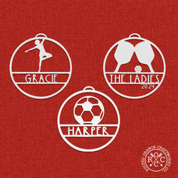 Rusted Orange Craftworks Co. Holiday Ornaments My Favorite Athlete Ornament - Single - 30 Sports Theme Styles - Metal Christmas Ornaments
