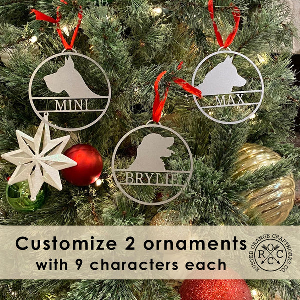Rusted Orange Craftworks Co. Holiday Ornaments Personalized Pet Ornaments - Set of 2 - Custom Dog or Cat Christmas Tree Ornaments