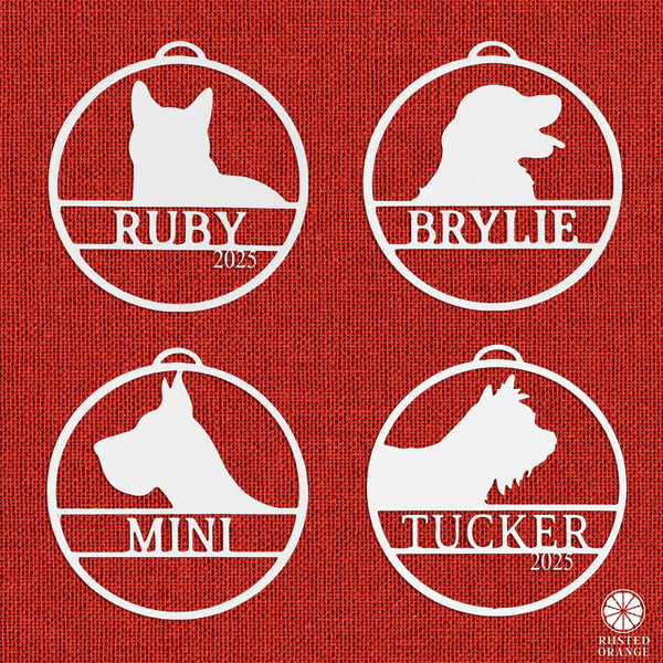 Rusted Orange Craftworks Co. Holiday Ornaments Personalized Pet Ornaments - Set of 2 - Custom Dog or Cat Christmas Tree Ornaments