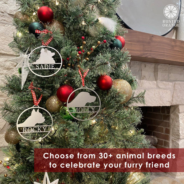Rusted Orange Craftworks Co. Holiday Ornaments Personalized Pet Ornaments - Set of 2 - Custom Dog or Cat Christmas Tree Ornaments
