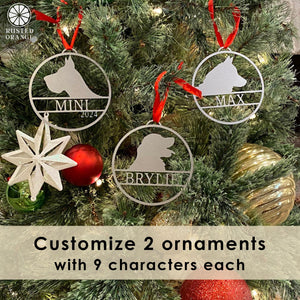 Rusted Orange Craftworks Co. Holiday Ornaments Personalized Pet Ornaments - Set of 2 - Custom Dog or Cat Christmas Tree Ornaments