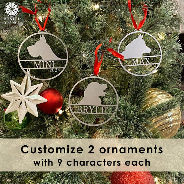 Rusted Orange Craftworks Co. Holiday Ornaments Personalized Pet Ornaments - Set of 2 - Custom Dog or Cat Christmas Tree Ornaments