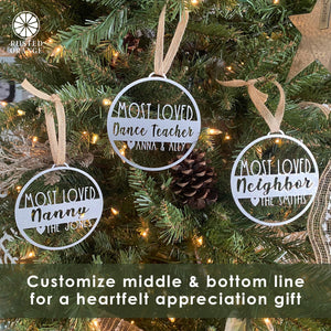 Rusted Orange Craftworks Co. Holiday Ornaments Personalized VIP Thank You Gift Ornament  3 pack - Appreciation Gifts For Friends and Loved Ones