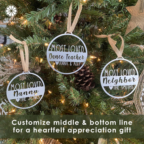 Rusted Orange Craftworks Co. Holiday Ornaments Personalized VIP Thank You Gift Ornament  3 pack - Appreciation Gifts For Friends and Loved Ones