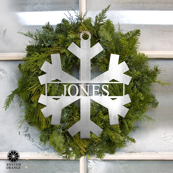 Rusted Orange Craftworks Co. Holiday Ornaments Snowflake Name Sign - 2 Styles - Personalized Metal Winter Decor