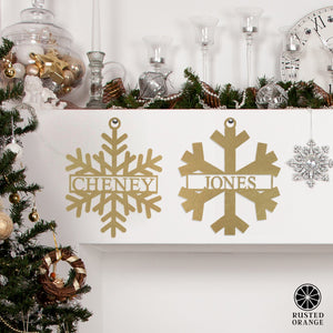 Rusted Orange Craftworks Co. Holiday Ornaments Snowflake Name Sign - 2 Styles - Personalized Metal Winter Decor