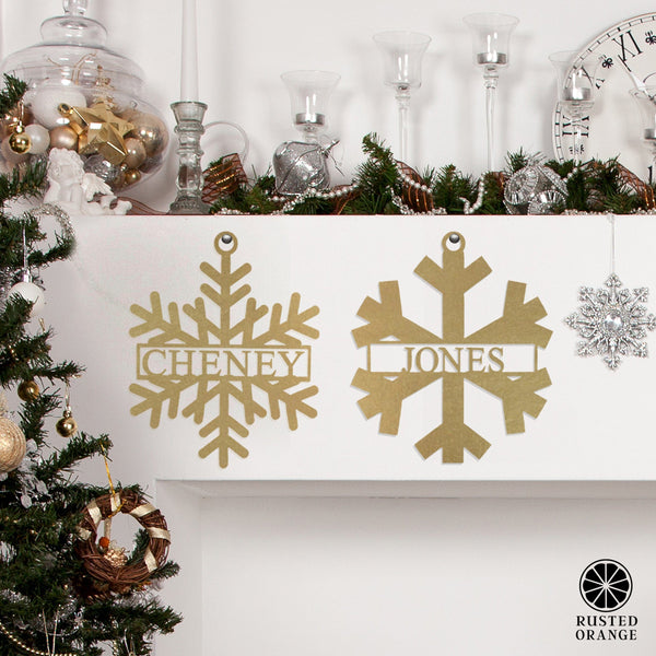 Rusted Orange Craftworks Co. Holiday Ornaments Snowflake Name Sign - 2 Styles - Personalized Metal Winter Decor