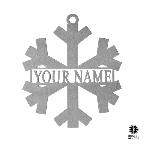 Rusted Orange Craftworks Co. Holiday Ornaments Snowflake Name Sign - 2 Styles - Personalized Metal Winter Decor