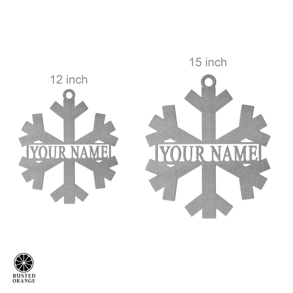 Rusted Orange Craftworks Co. Holiday Ornaments Snowflake Name Sign - 2 Styles - Personalized Metal Winter Decor