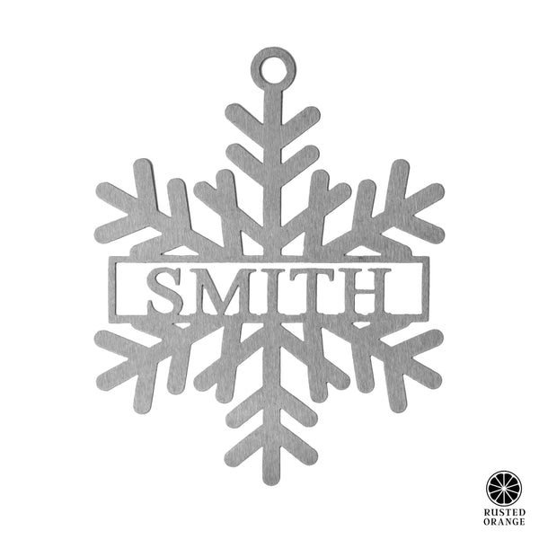 Rusted Orange Craftworks Co. Holiday Ornaments Snowflake Name Sign - 2 Styles - Personalized Metal Winter Decor