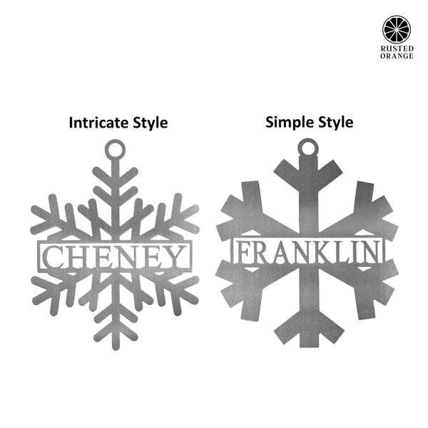 Rusted Orange Craftworks Co. Holiday Ornaments Snowflake Name Sign - 2 Styles - Personalized Metal Winter Decor