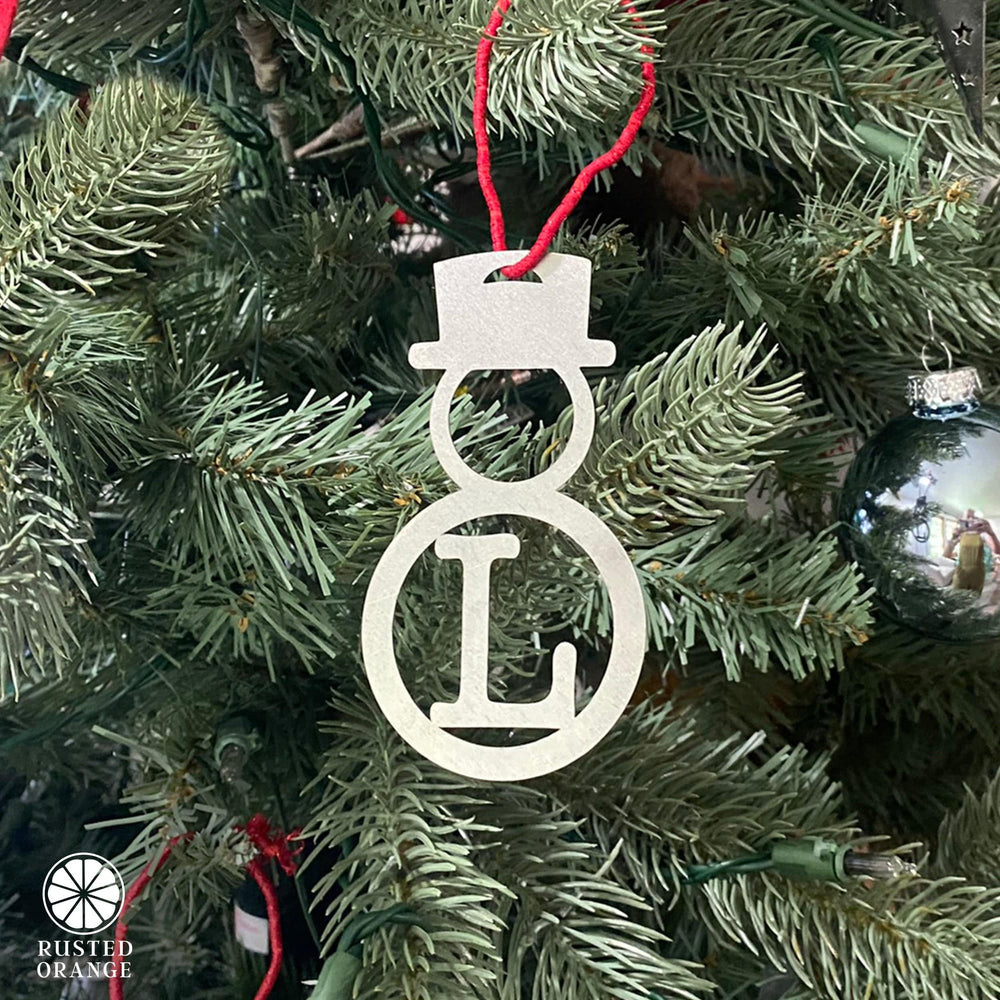Rusted Orange Craftworks Co. Holiday Ornaments Snowman Ornament Monogram 5 pack - Personalized Christmas Snowman Decor
