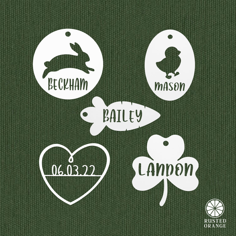 Rusted Orange Craftworks Co. Holiday Ornaments Spring Ornaments Set of 3 - Easter, St Patricks day personalized gift bag