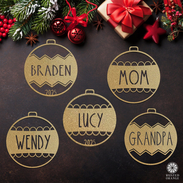 Rusted Orange Craftworks Co. Holiday Ornaments Traditional Name Ornament for Christmas Tree - Single